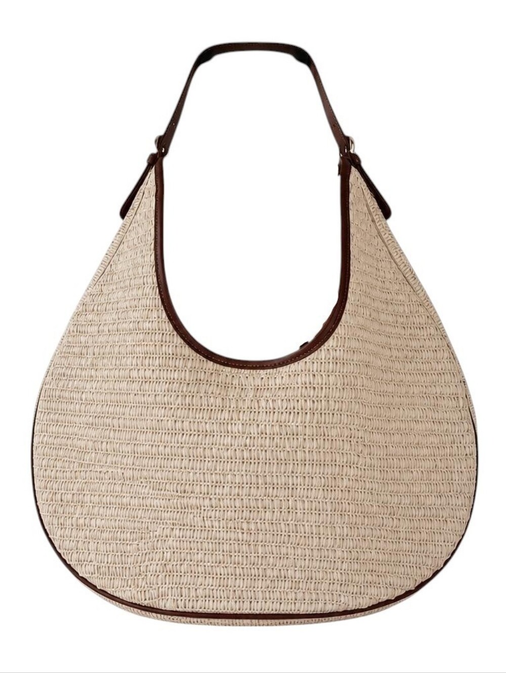 Old Navy Cream Raffia Straw Hobo with Brown Trim